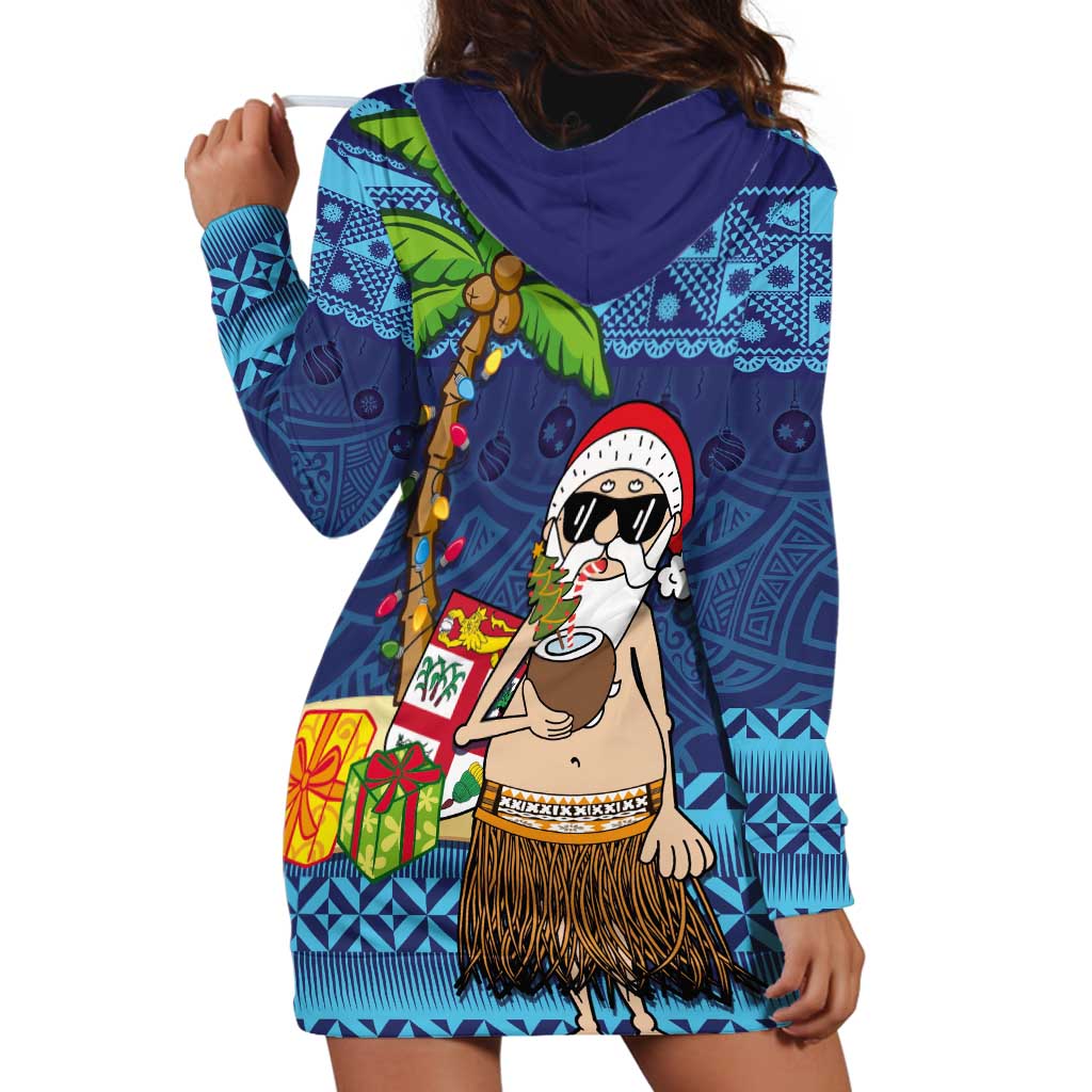 The Funny Santa Wears Sulu Christmas Hoodie Dress Fijian Christmas Palm Tree With Masi Art Tattoo LT03 - Polynesian Pride