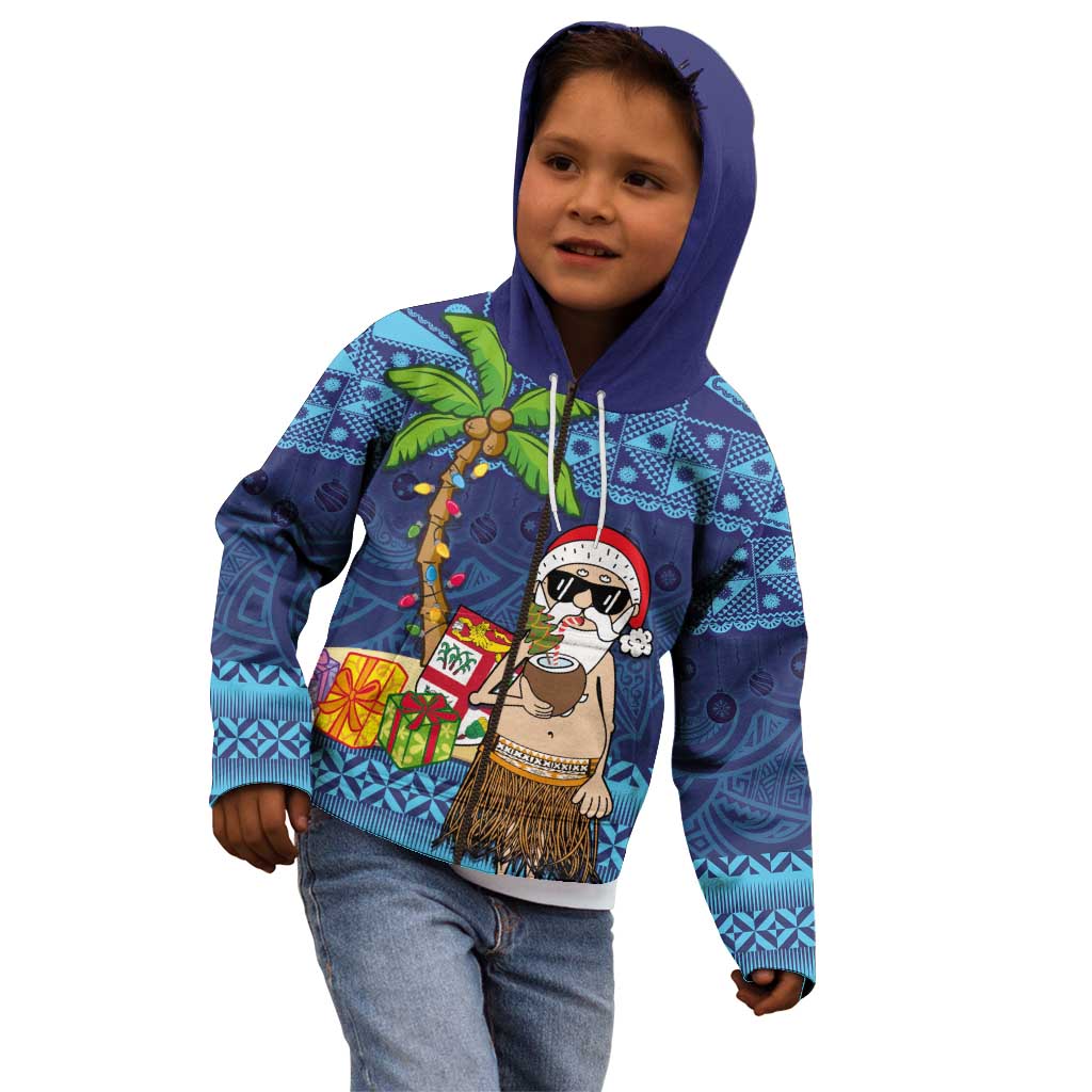 The Funny Santa Wears Sulu Christmas Kid Hoodie Fijian Christmas Palm Tree With Masi Art Tattoo LT03 - Polynesian Pride