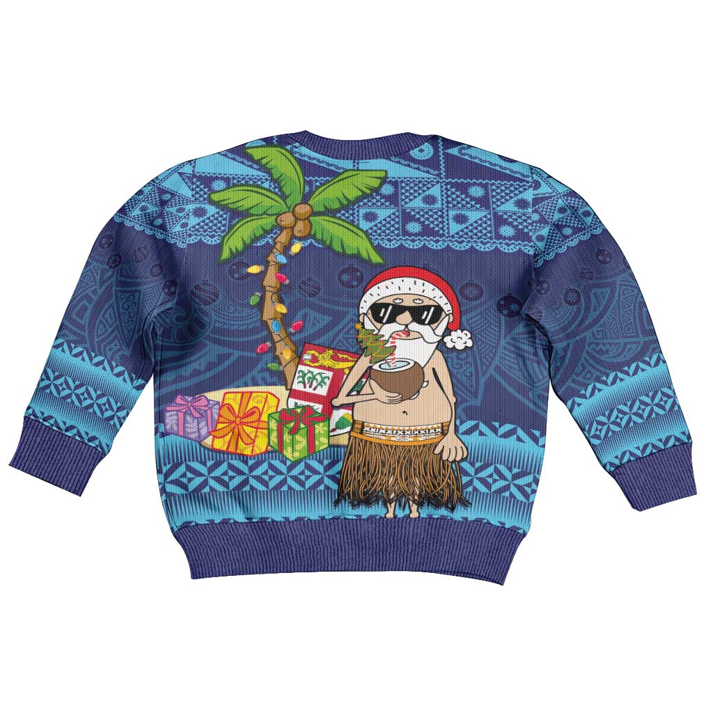 The Funny Santa Wears Sulu Christmas Kid Ugly Christmas Sweater Fijian Christmas Palm Tree With Masi Art Tattoo LT03 - Polynesian Pride