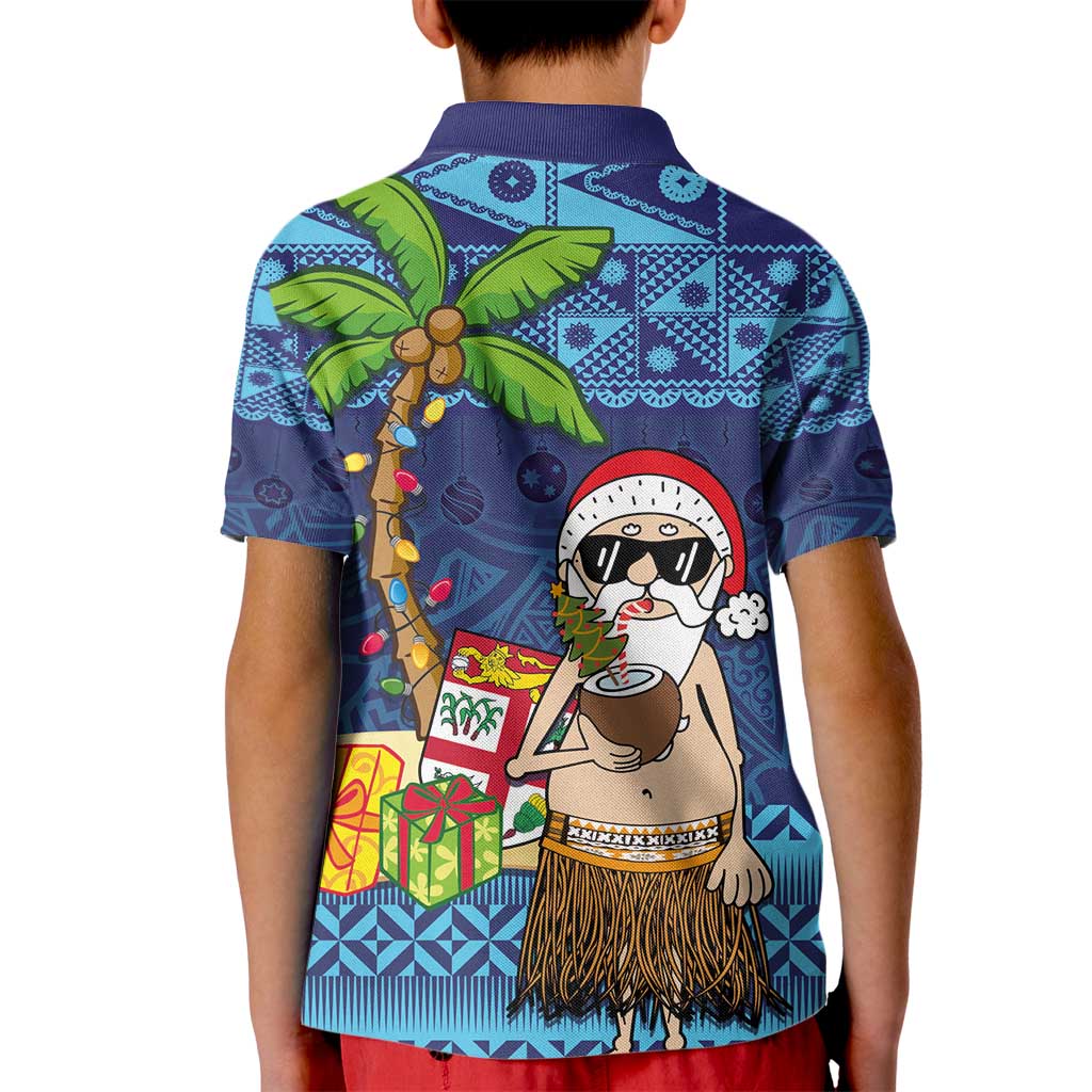 The Funny Santa Wears Sulu Christmas Kid Polo Shirt Fijian Christmas Palm Tree With Masi Art Tattoo LT03 - Polynesian Pride