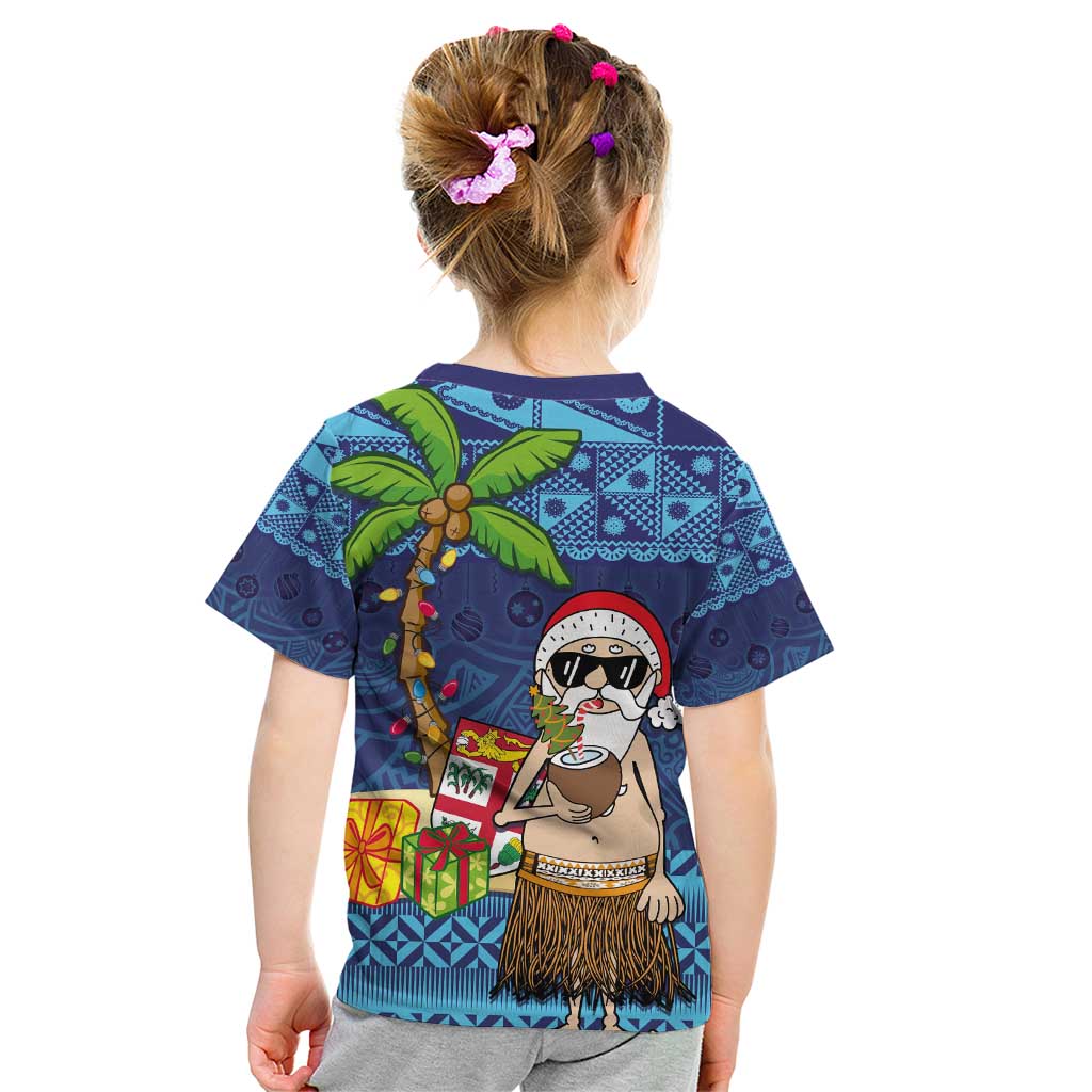 The Funny Santa Wears Sulu Christmas Kid T Shirt Fijian Christmas Palm Tree With Masi Art Tattoo LT03 - Polynesian Pride