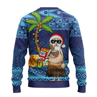 The Funny Santa Wears Sulu Christmas Ugly Christmas Sweater Fijian Christmas Palm Tree With Masi Art Tattoo LT03 - Polynesian Pride
