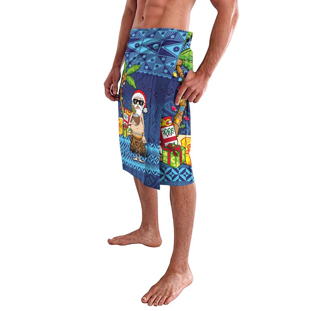 The Funny Santa Wears Sulu Christmas Lavalava Fijian Christmas Palm Tree With Masi Art Tattoo LT03 - Polynesian Pride