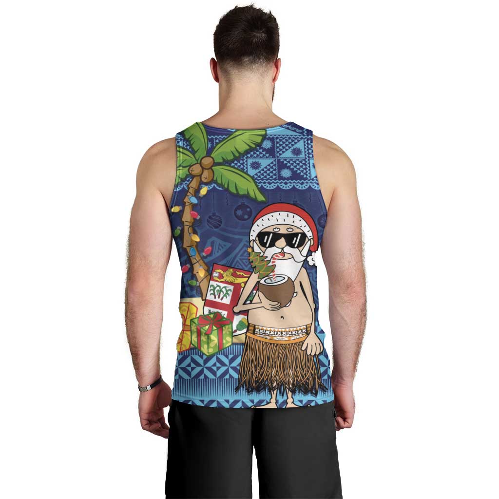The Funny Santa Wears Sulu Christmas Men Tank Top Fijian Christmas Palm Tree With Masi Art Tattoo LT03 - Polynesian Pride