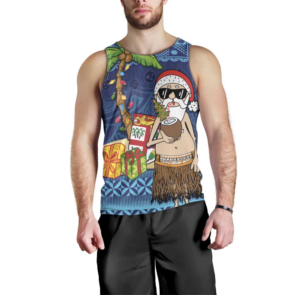 The Funny Santa Wears Sulu Christmas Men Tank Top Fijian Christmas Palm Tree With Masi Art Tattoo LT03 - Polynesian Pride