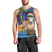 The Funny Santa Wears Sulu Christmas Men Tank Top Fijian Christmas Palm Tree With Masi Art Tattoo LT03 - Polynesian Pride