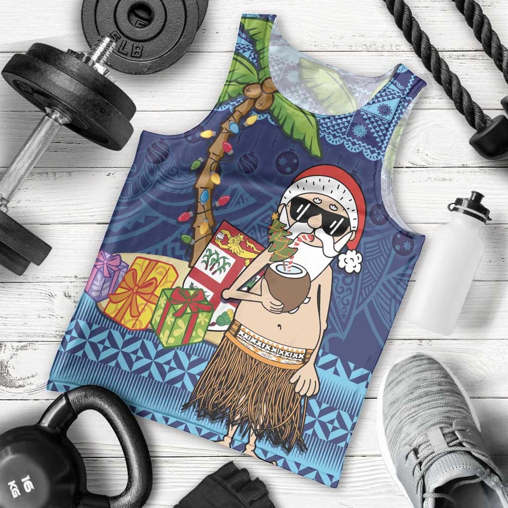 The Funny Santa Wears Sulu Christmas Men Tank Top Fijian Christmas Palm Tree With Masi Art Tattoo LT03 - Polynesian Pride