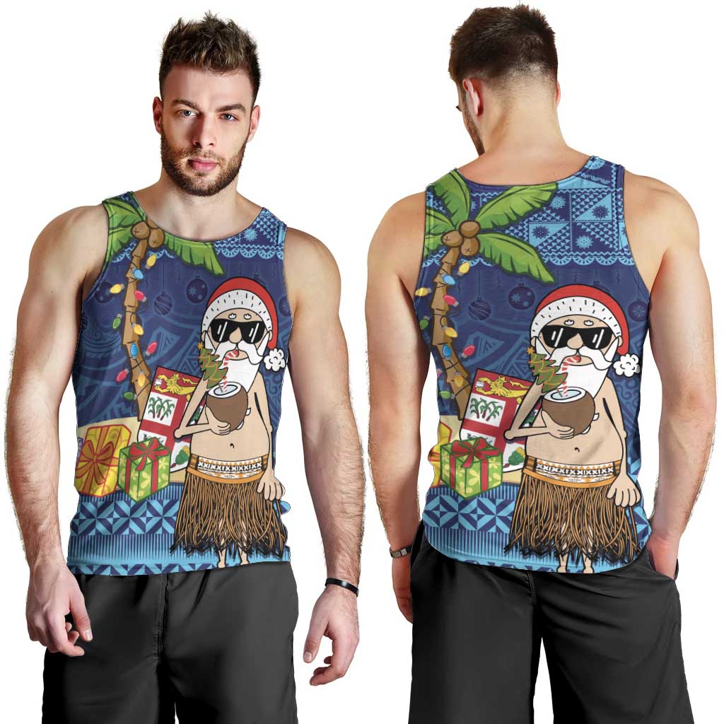 The Funny Santa Wears Sulu Christmas Men Tank Top Fijian Christmas Palm Tree With Masi Art Tattoo LT03 - Polynesian Pride