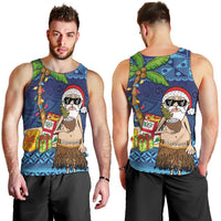 The Funny Santa Wears Sulu Christmas Men Tank Top Fijian Christmas Palm Tree With Masi Art Tattoo LT03 - Polynesian Pride