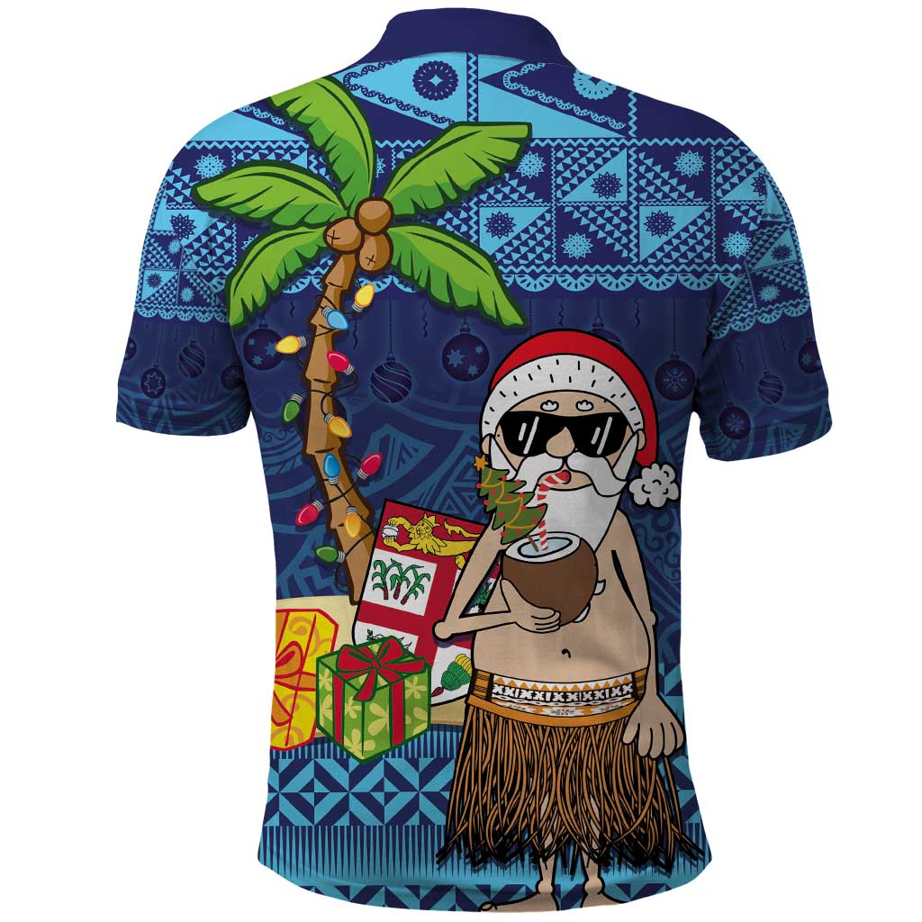The Funny Santa Wears Sulu Christmas Polo Shirt Fijian Christmas Palm Tree With Masi Art Tattoo LT03 - Polynesian Pride