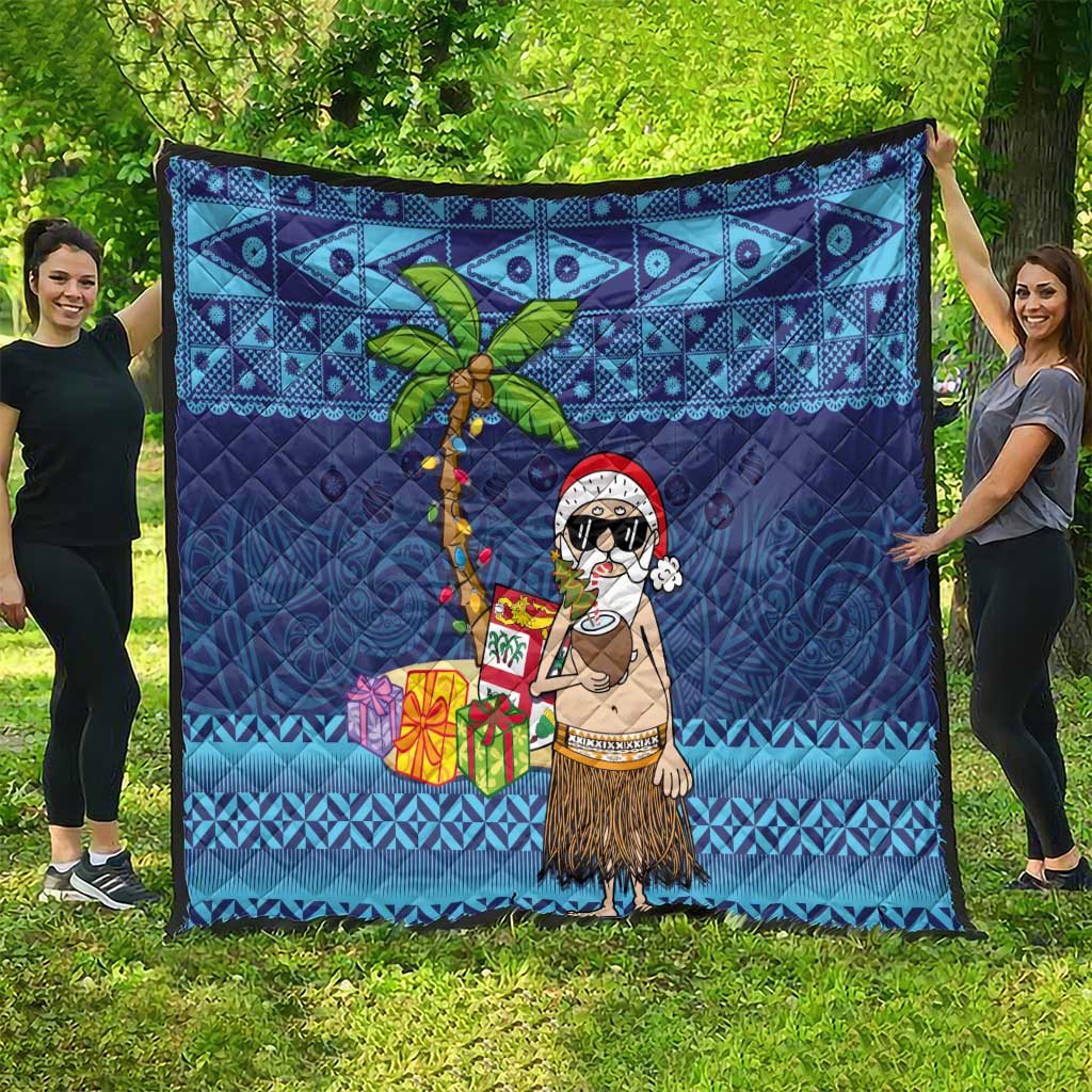 The Funny Santa Wears Sulu Christmas Quilt Fijian Christmas Palm Tree With Masi Art Tattoo LT03 - Polynesian Pride
