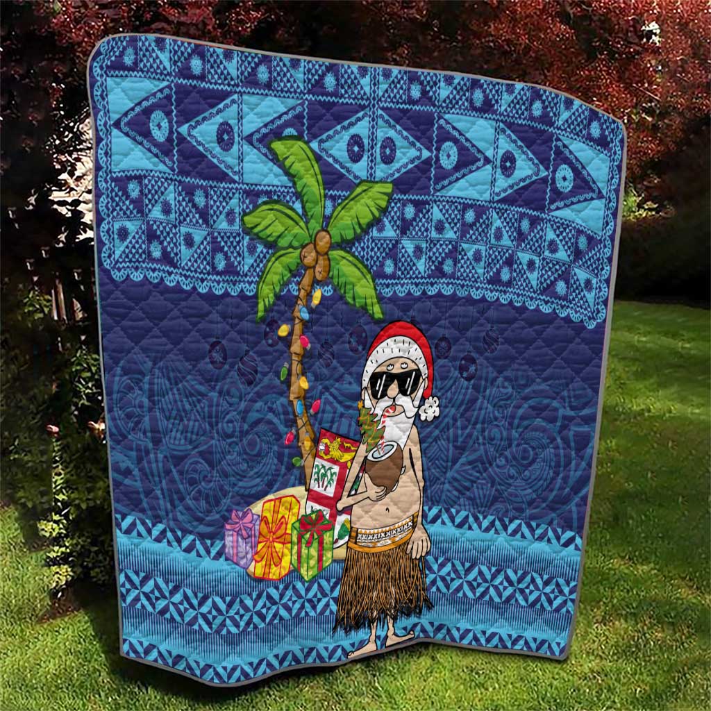The Funny Santa Wears Sulu Christmas Quilt Fijian Christmas Palm Tree With Masi Art Tattoo LT03 - Polynesian Pride