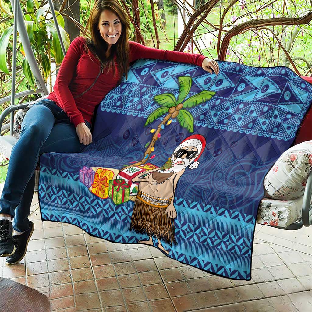 The Funny Santa Wears Sulu Christmas Quilt Fijian Christmas Palm Tree With Masi Art Tattoo LT03 - Polynesian Pride