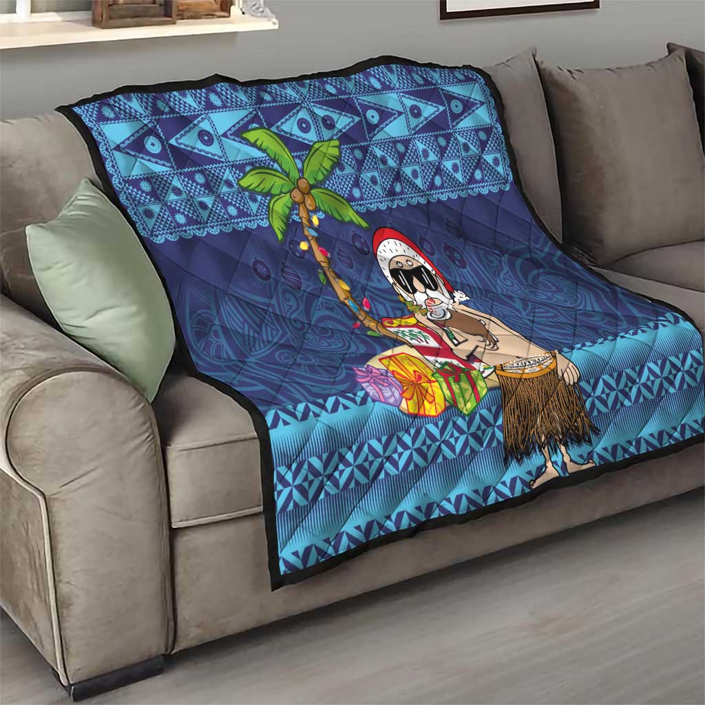The Funny Santa Wears Sulu Christmas Quilt Fijian Christmas Palm Tree With Masi Art Tattoo LT03 - Polynesian Pride