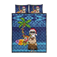 The Funny Santa Wears Sulu Christmas Quilt Bed Set Fijian Christmas Palm Tree With Masi Art Tattoo LT03 - Polynesian Pride