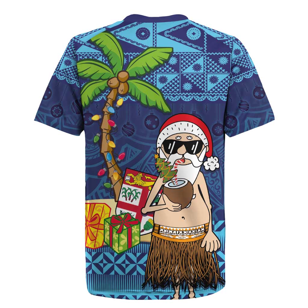 The Funny Santa Wears Sulu Christmas Rugby Jersey Fijian Christmas Palm Tree With Masi Art Tattoo LT03 - Polynesian Pride