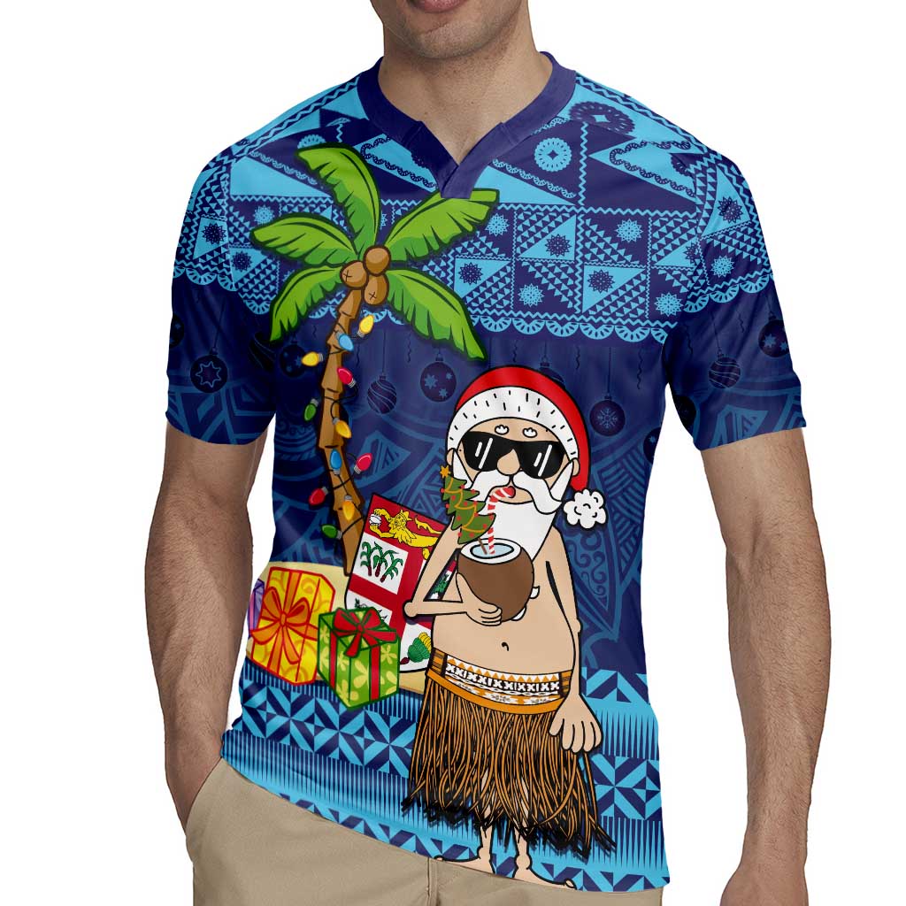 The Funny Santa Wears Sulu Christmas Rugby Jersey Fijian Christmas Palm Tree With Masi Art Tattoo LT03 - Polynesian Pride