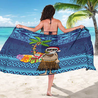 The Funny Santa Wears Sulu Christmas Sarong Fijian Christmas Palm Tree With Masi Art Tattoo LT03 - Polynesian Pride