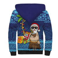 The Funny Santa Wears Sulu Christmas Sherpa Hoodie Fijian Christmas Palm Tree With Masi Art Tattoo LT03 - Polynesian Pride