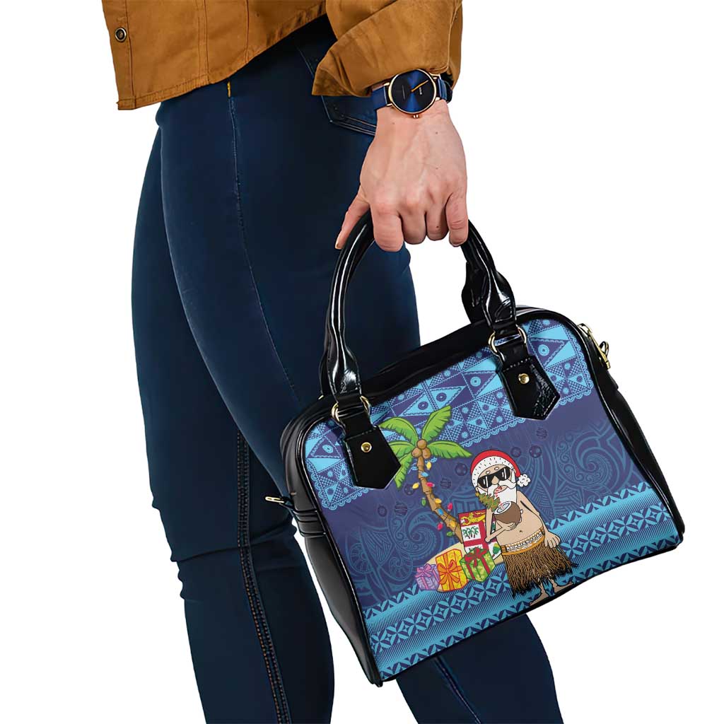 The Funny Santa Wears Sulu Christmas Shoulder Handbag Fijian Christmas Palm Tree With Masi Art Tattoo LT03 - Polynesian Pride