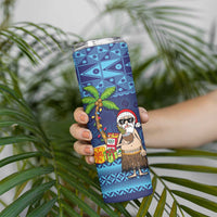 The Funny Santa Wears Sulu Christmas Skinny Tumbler Fijian Christmas Palm Tree With Masi Art Tattoo LT03 - Polynesian Pride