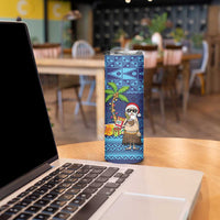 The Funny Santa Wears Sulu Christmas Skinny Tumbler Fijian Christmas Palm Tree With Masi Art Tattoo LT03 - Polynesian Pride