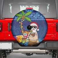 The Funny Santa Wears Sulu Christmas Spare Tire Cover Fijian Christmas Palm Tree With Masi Art Tattoo LT03 - Polynesian Pride