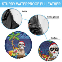 The Funny Santa Wears Sulu Christmas Spare Tire Cover Fijian Christmas Palm Tree With Masi Art Tattoo LT03 - Polynesian Pride