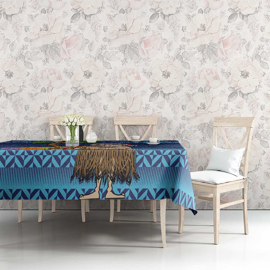 The Funny Santa Wears Sulu Christmas Tablecloth Fijian Christmas Palm Tree With Masi Art Tattoo LT03 - Polynesian Pride