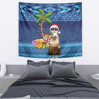 The Funny Santa Wears Sulu Christmas Tapestry Fijian Christmas Palm Tree With Masi Art Tattoo LT03 - Polynesian Pride