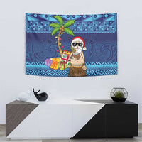 The Funny Santa Wears Sulu Christmas Tapestry Fijian Christmas Palm Tree With Masi Art Tattoo LT03 - Polynesian Pride