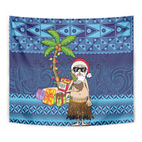 The Funny Santa Wears Sulu Christmas Tapestry Fijian Christmas Palm Tree With Masi Art Tattoo LT03 - Polynesian Pride
