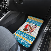 Custom Hawaii Mele Kalikimaka Car Mats Funny Santa and Coconut Mix Kakau Pattern LT03 - Polynesian Pride