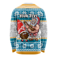 Custom Hawaii Mele Kalikimaka Long Sleeve Shirt Funny Santa and Coconut Mix Kakau Pattern LT03 - Polynesian Pride