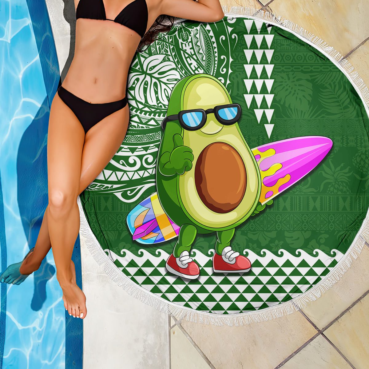 Hawaii Beach Blanket Aloha Funny Avocado Mix Kakau Hawaiian Tribal LT03 - Polynesian Pride