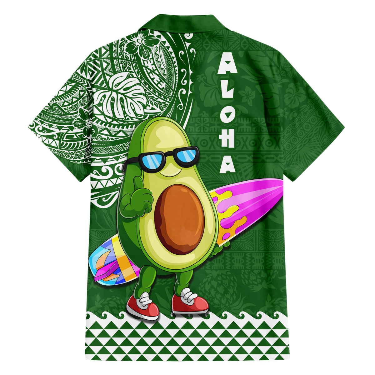 Hawaii Family Matching Short Sleeve Bodycon Dress and Hawaiian Shirt Aloha Funny Avocado Mix Kakau Hawaiian Tribal LT03 - Polynesian Pride