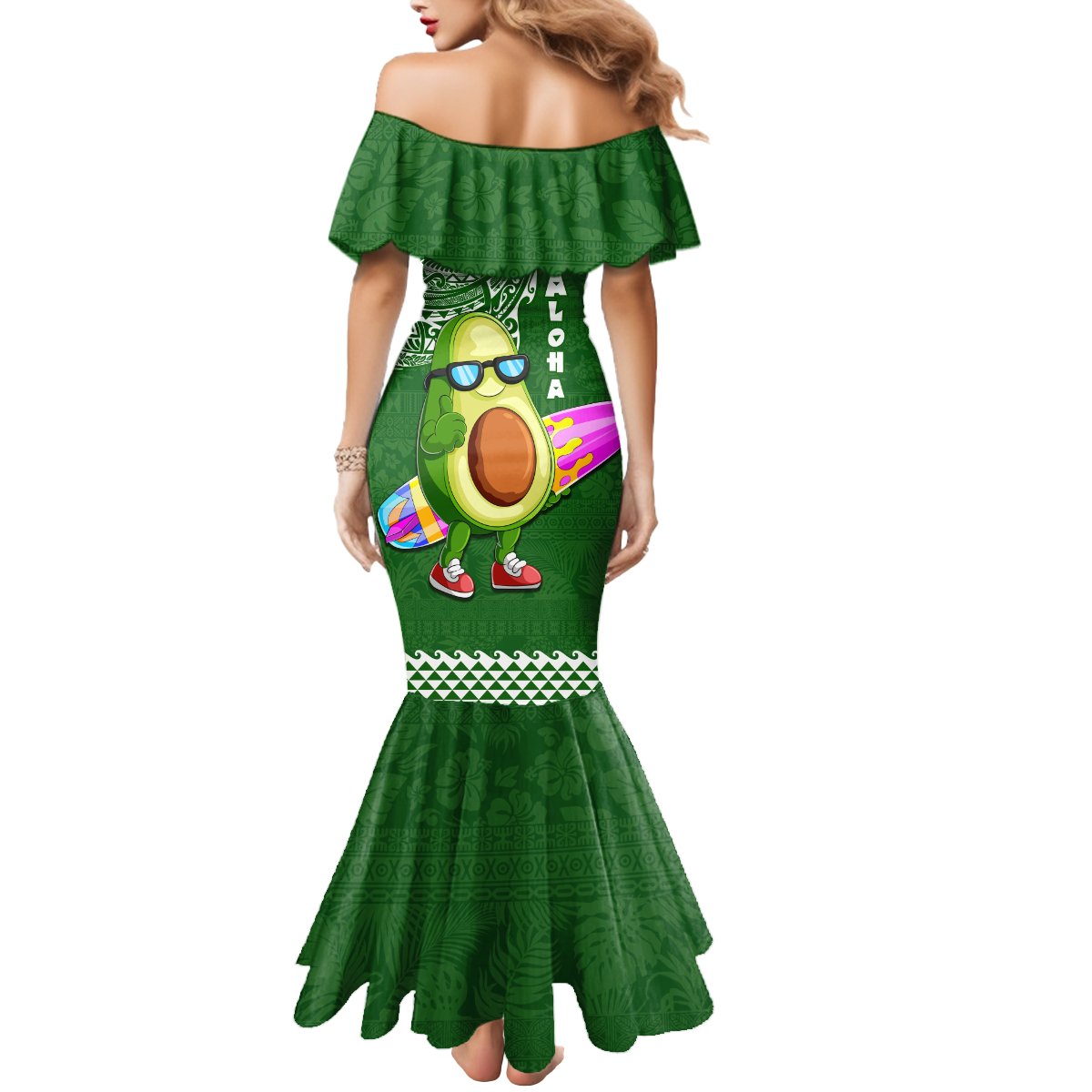 Hawaii Mermaid Dress Aloha Funny Avocado Mix Kakau Hawaiian Tribal LT03 - Polynesian Pride