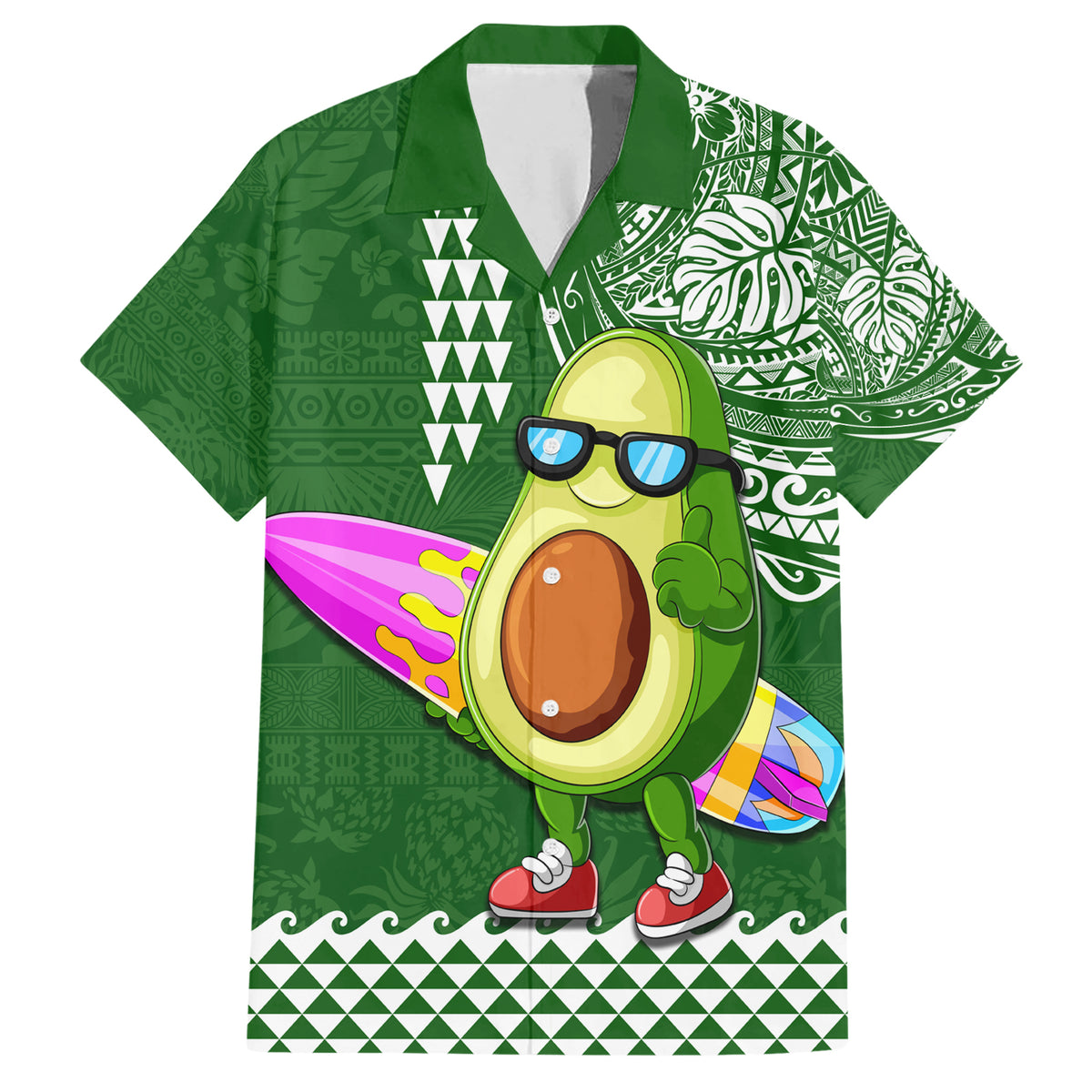 Aloha Avocado Funny Fruits Custom Family Matching Short Sleeve Bodycon Dress and Hawaiian Shirt Mix Hawaiian Kakau Tribal LT03 Dad's Shirt - Short Sleeve Green - Polynesian Pride