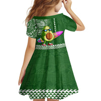 Aloha Avocado Funny Fruits Custom Kid Short Sleeve Dress Mix Hawaiian Kakau Tribal LT03 - Polynesian Pride