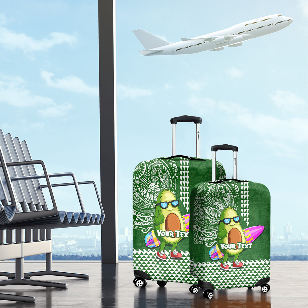 Aloha Avocado Funny Fruits Custom Luggage Cover Mix Hawaiian Kakau Tribal LT03 - Polynesian Pride