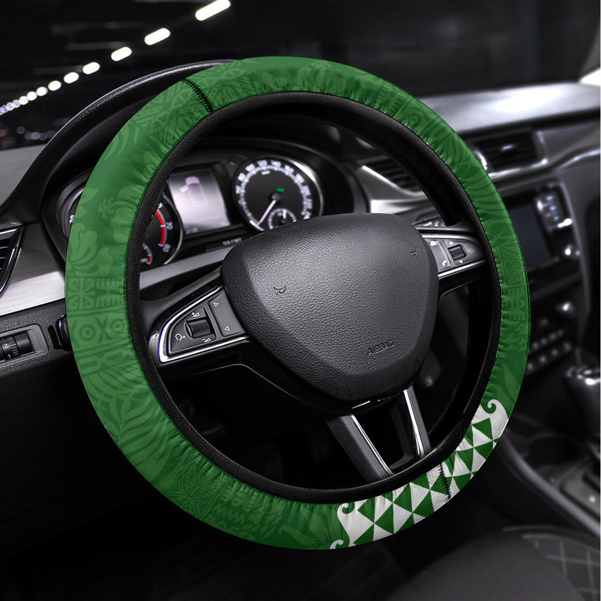 Aloha Avocado Funny Fruits Steering Wheel Cover Mix Hawaiian Kakau Tribal LT03 Universal Fit Green - Polynesian Pride