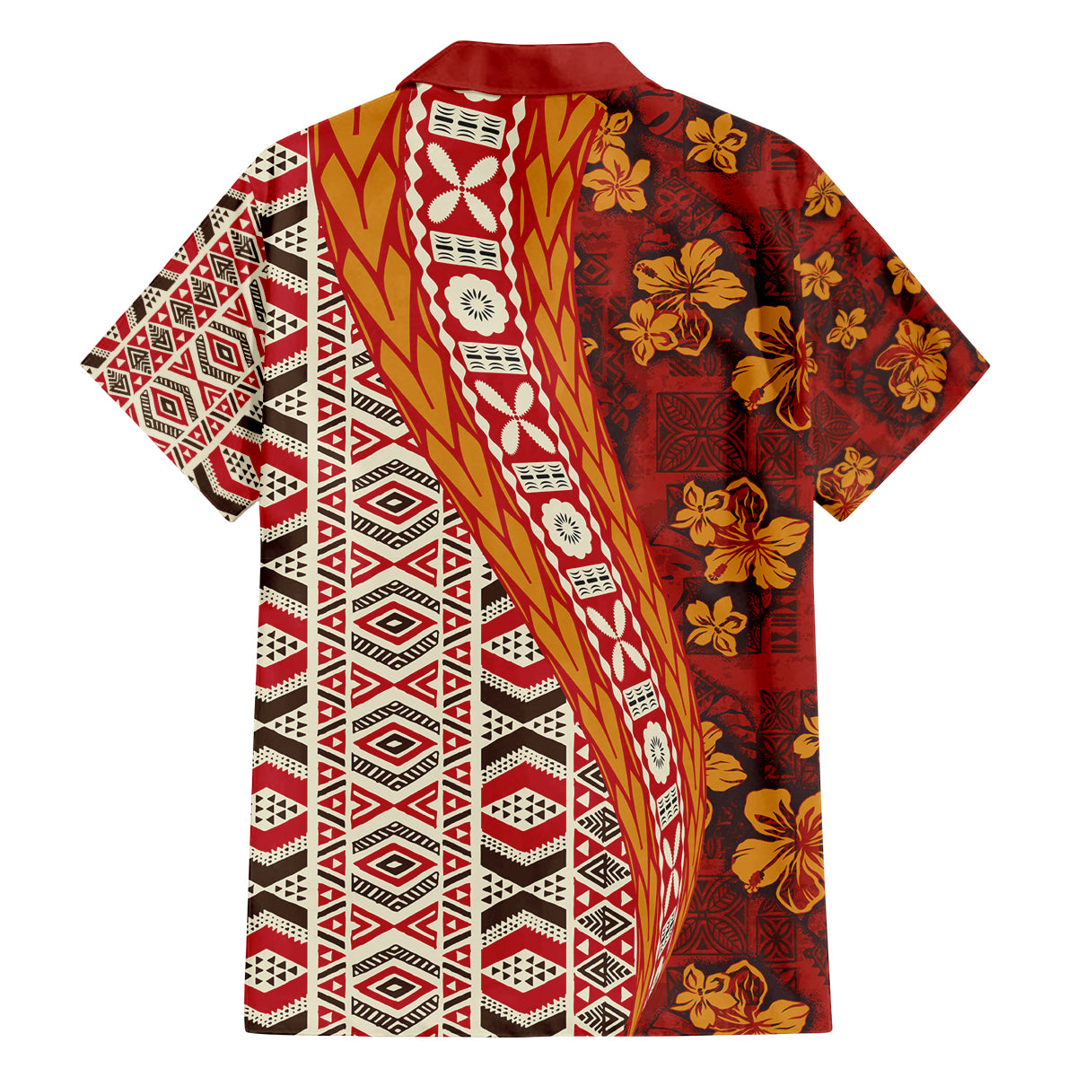 Hawaii Native Tapa Elements and Hibiscus Flowers Family Matching Off Shoulder Long Sleeve Dress and Hawaiian Shirt LT03 - Polynesian Pride