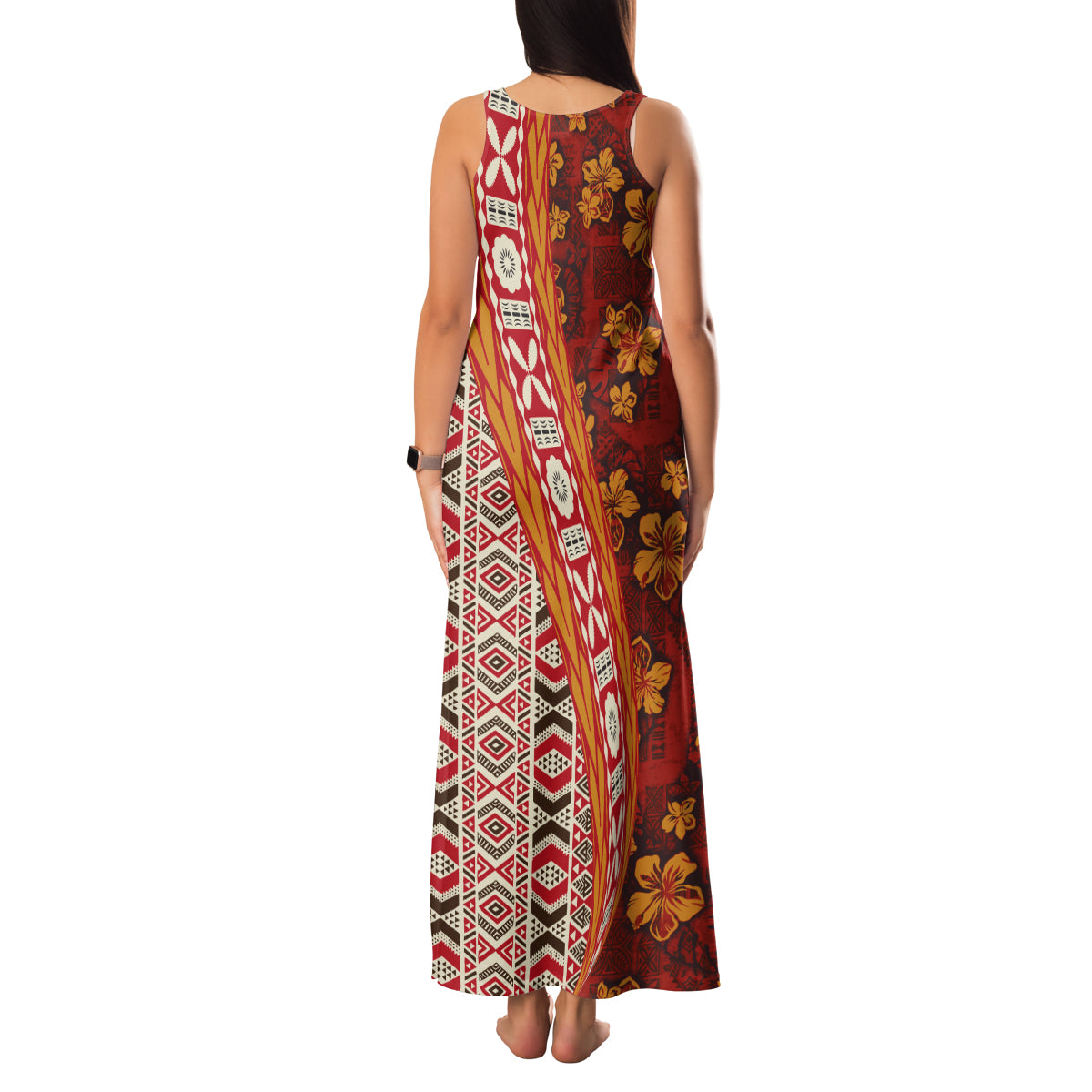 Hawaii Native Tapa Elements and Hibiscus Flowers Family Matching Tank Maxi Dress and Hawaiian Shirt LT03 - Polynesian Pride