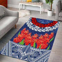 Samoan Tapa Area Rug Ula Fala and Teuila Flower LT03 - Polynesian Pride