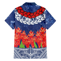 Samoan Tapa Family Matching Short Sleeve Bodycon Dress and Hawaiian Shirt Ula Fala and Teuila Flower LT03 - Polynesian Pride