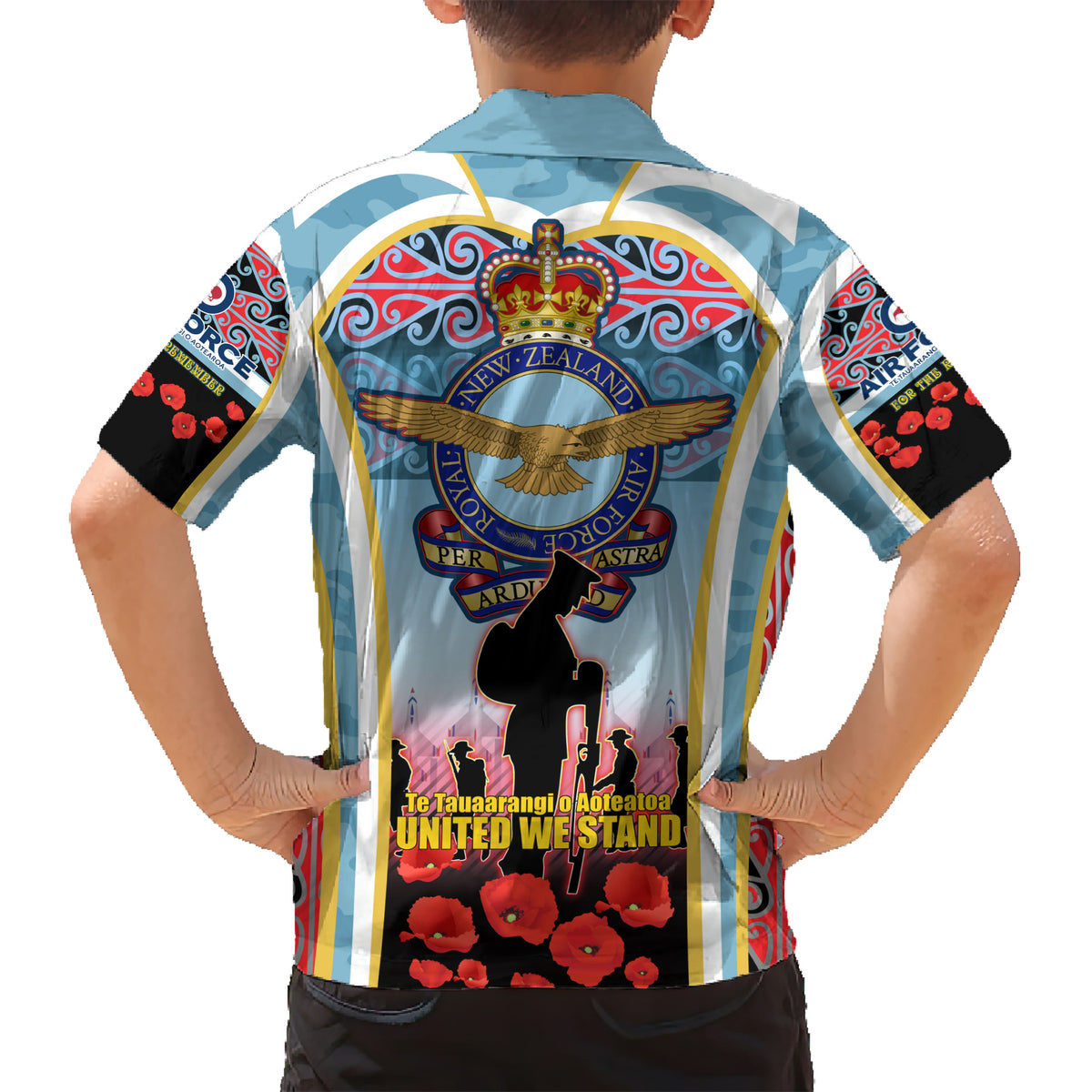 Royal New Zealand Air Force ANZAC Day Family Matching Short Sleeve Bodycon Dress and Hawaiian Shirt Te Tauaarangi o Aotearoa LT03 - Polynesian Pride