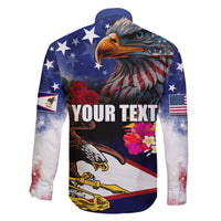 Personalised United States and American Samoa Family Matching Tank Maxi Dress and Hawaiian Shirt Bald Eagle Rose and Hibiscus Flower LT03 - Polynesian Pride
