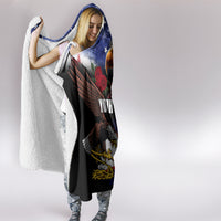 Personalised United States and American Samoa Hooded Blanket Bald Eagle Rose and Hibiscus Flower LT03 - Polynesian Pride