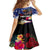 United States and American Samoa Kid Short Sleeve Dress Bald Eagle Rose and Hibiscus Flower
