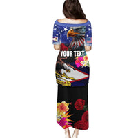 Personalised United States and American Samoa Puletasi Bald Eagle Rose and Hibiscus Flower LT03 - Polynesian Pride